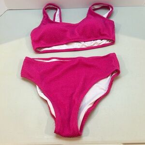 Textured Pink Bikini Set